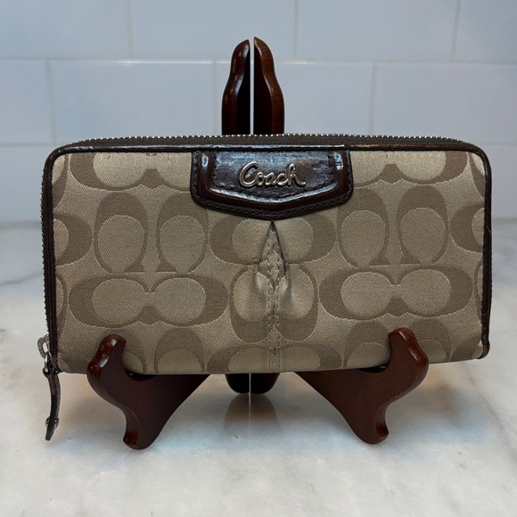 Coach Handbags - Coach Ashley Signature Logo Full Zip Wallet